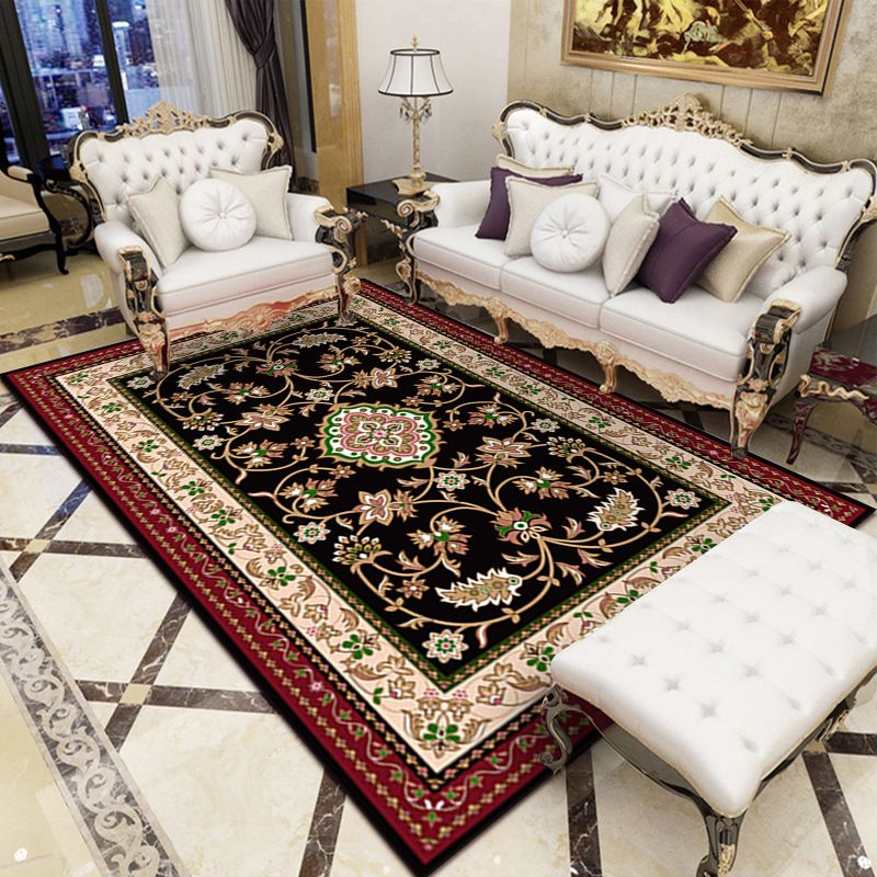 Moroccan Medallion Print Rug Antique Carpet Polyester Stain Resistant Area Rug for Living Room