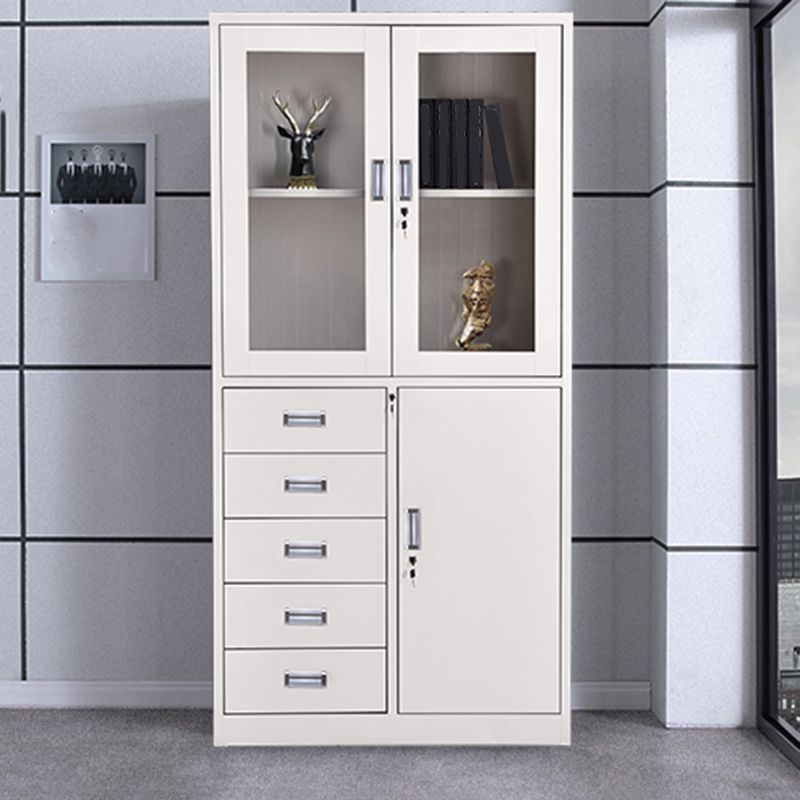 Contemporary File Cabinets Metal Frame Solid Color Vertical File Cabinet with Key Lock