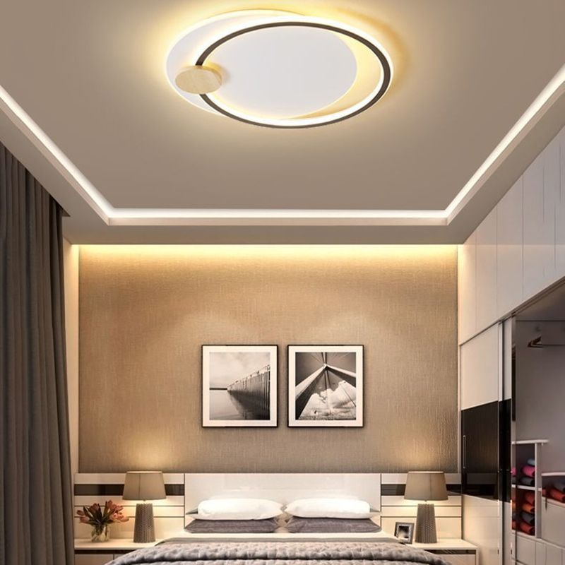 Contemporary Flush Mount Lighting Gray/Black LED Ceiling Light for Home