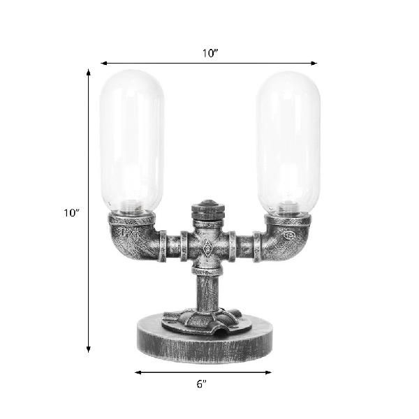 Industrial Capsule Shade Table Light 1/2 Bulbs Amber/Clear Glass LED Nightstand Lamp with/without Water Tap Deco for Living Room