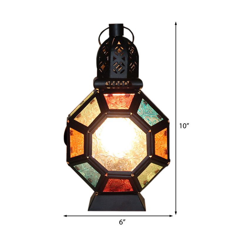 Kid Bedroom Turtle Shell Desk Light Stained Glass 1 Light Moroccan Table Light in Black Finish