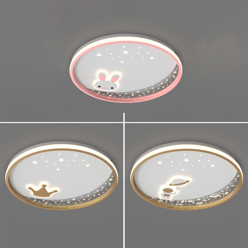 Modern Metal Flush Mount Circular Shape Ceiling Light with Acrylic Shade for Living Room