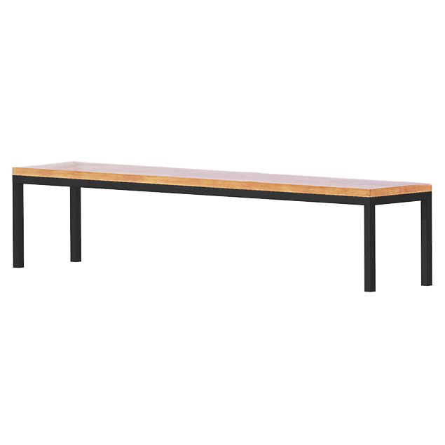 Rectangular Pine Writing Desk Solid Wood Top Desk with Black Metal Legs