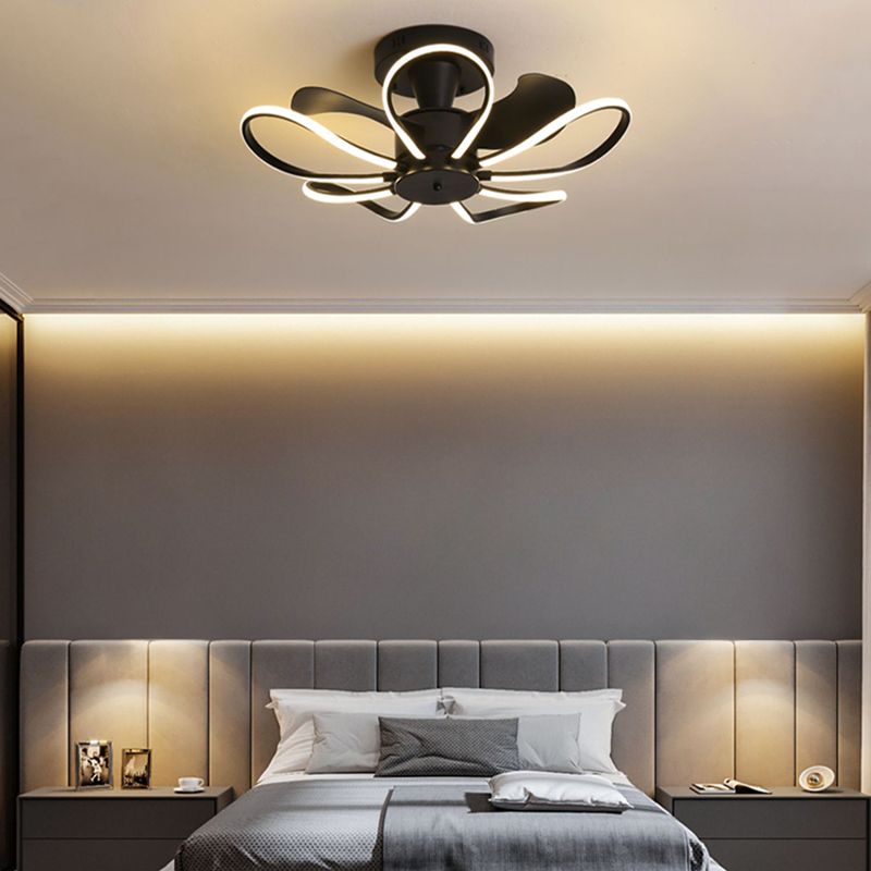 Contemporary LED Ceiling Fan Linear Ceiling Fan Light in Black / White / Gold