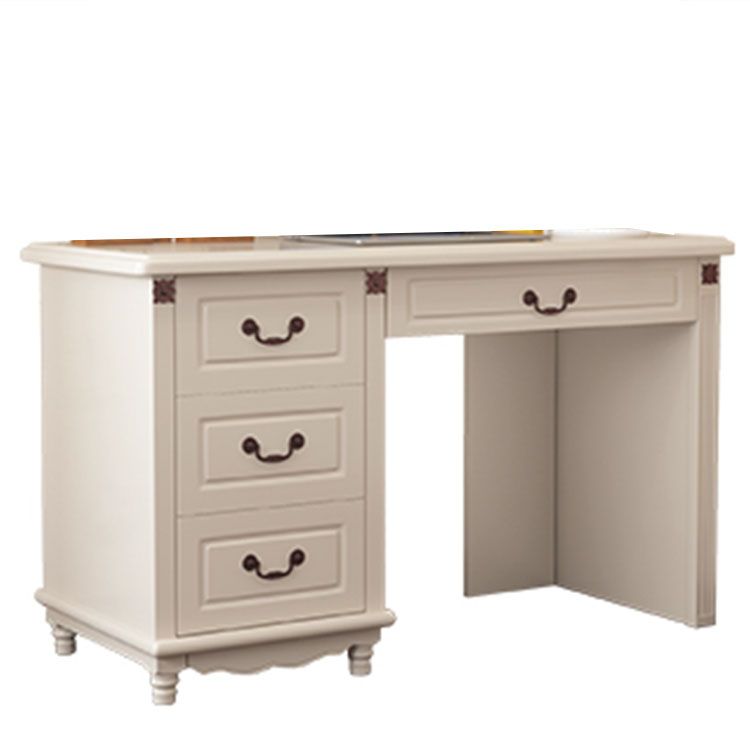 Wooden Writing Desk with Drawers and Solid Wood Base Modern Desk