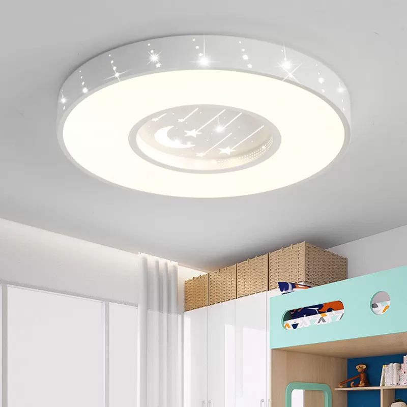 Metalen Sterren Ronde Flush Licht Meisjes Slaapkamer Cartoon Plafond Mount Licht in Wit