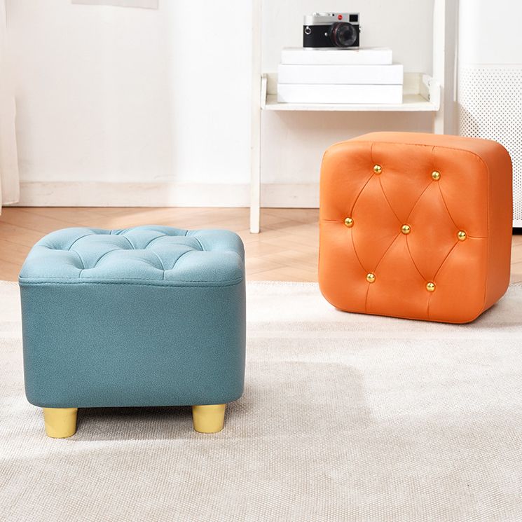 Solid Color Leather Standard Stool Modern Style Simple Household Square Stool