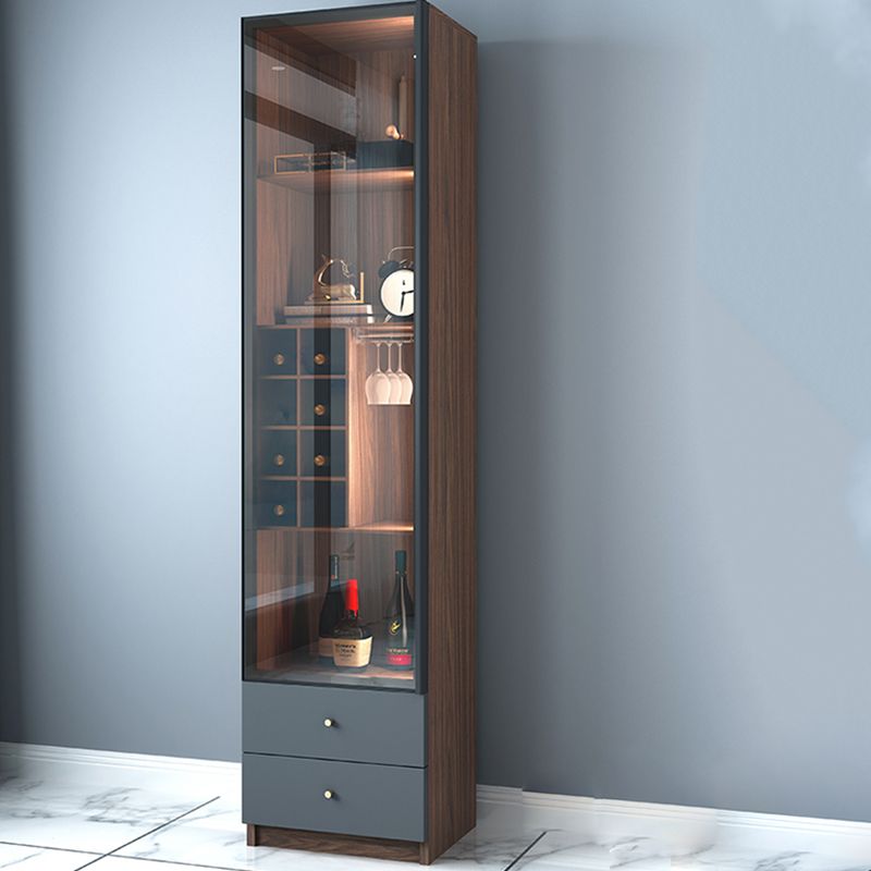 Modern Wood Display Stand Glass Doors Storage Cabinet for Living Room