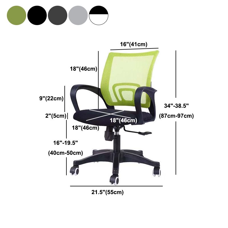 Fixed Arm Task Chair Modern Mid Back Working Chair with Wheels for Office