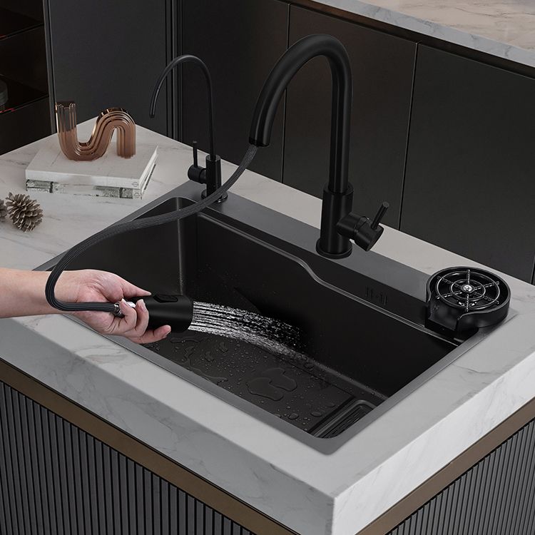 Modern Workstation Ledge Stainless Steel with Faucet and Soap Dispenser Kitchen Sink