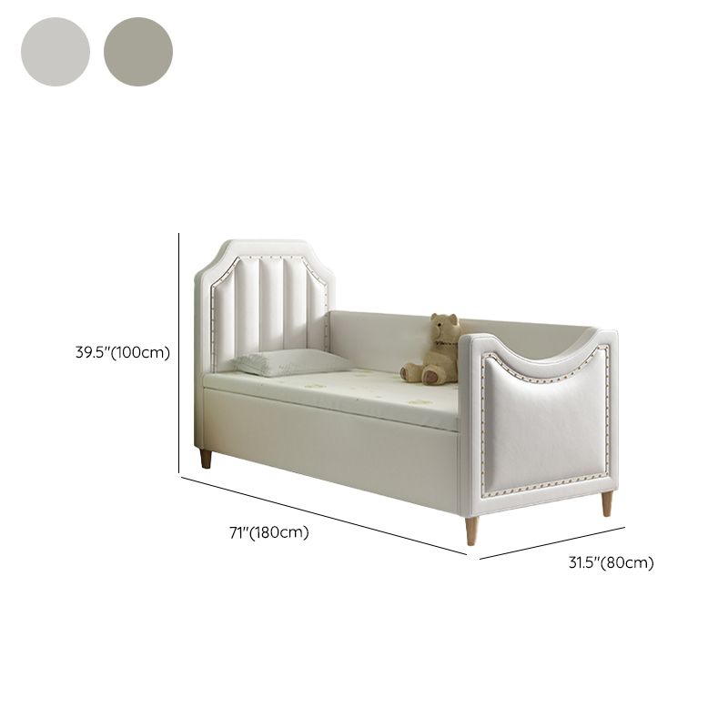 Contemporary Kids Bed Faux Leather Princess with Guardrails in White