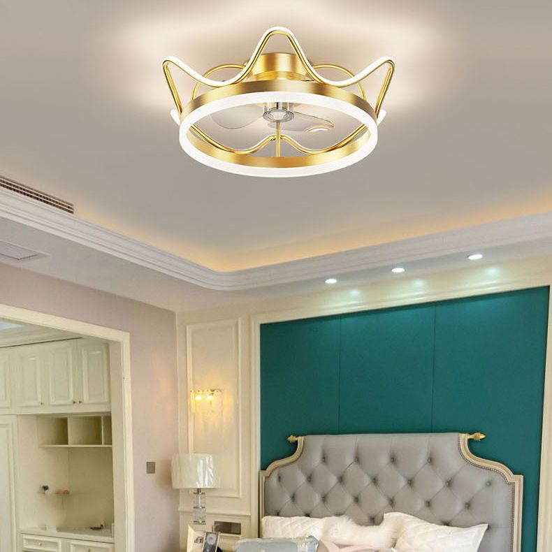 Metal Circular Ceiling Fan Lamp Simplicity Style LED Ceiling Mounted Light