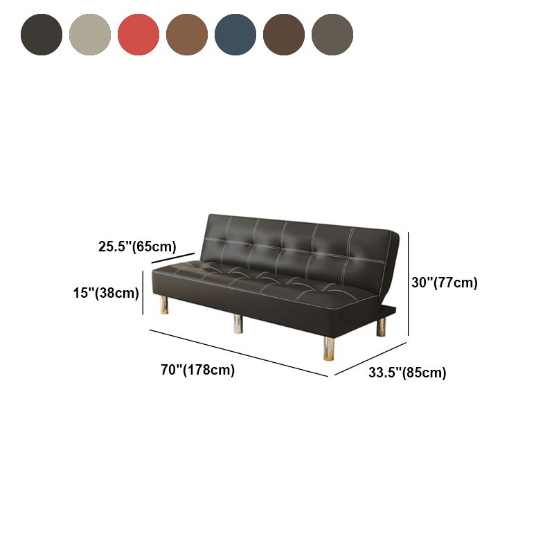 Faux Leather and Linen Sofa Contemporary Biscuit Back Sofa Bed