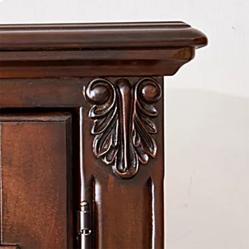 Traditional Display Stand Rubberwood Hutch Cabinet for Living Room