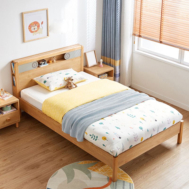 No Theme Modern Kids Bed Solid Wood Storage Panel Bed with Headboard