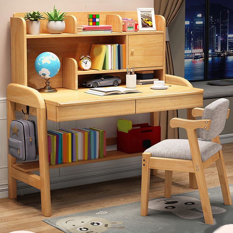 Adjustable Writing Desks Solid Wood Kids Table with Storage and Drawer Desk