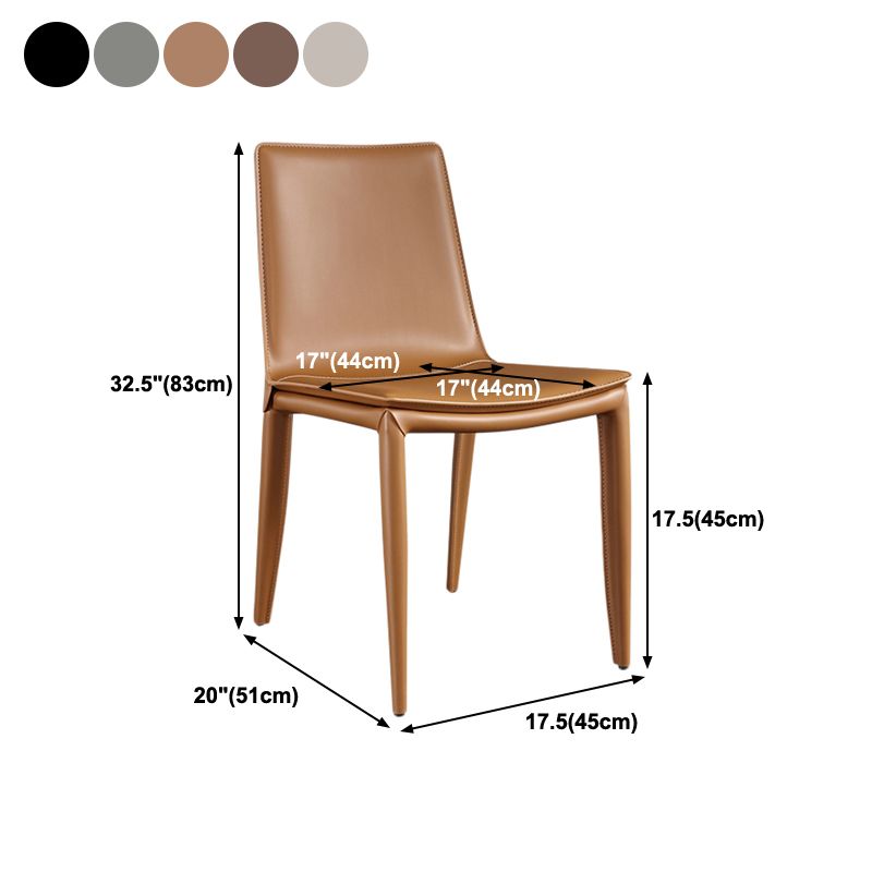 Designer Style Anteroom Solid Back Side Chair Matte Finish Leather Dining Chair