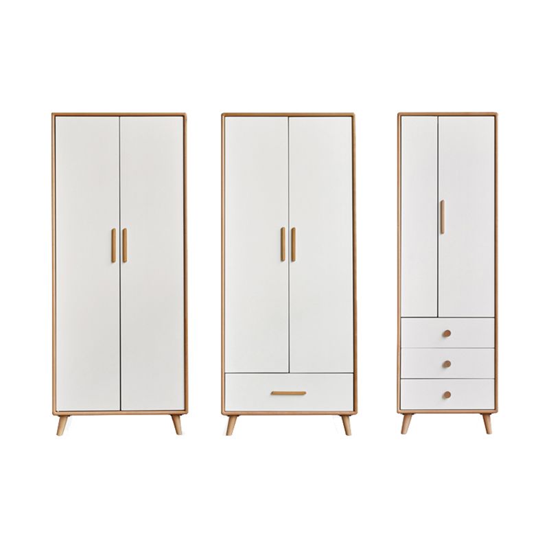 White Hanging Clothes Rack Wooden Wardrobe Armoire With 2 Door