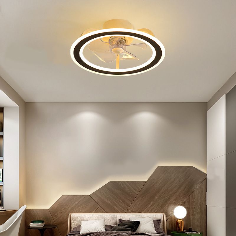 Hoop Shaped Dining Room Fan Lighting Acrylic LED Minimalist Semi Flush Mounted Ceiling Light