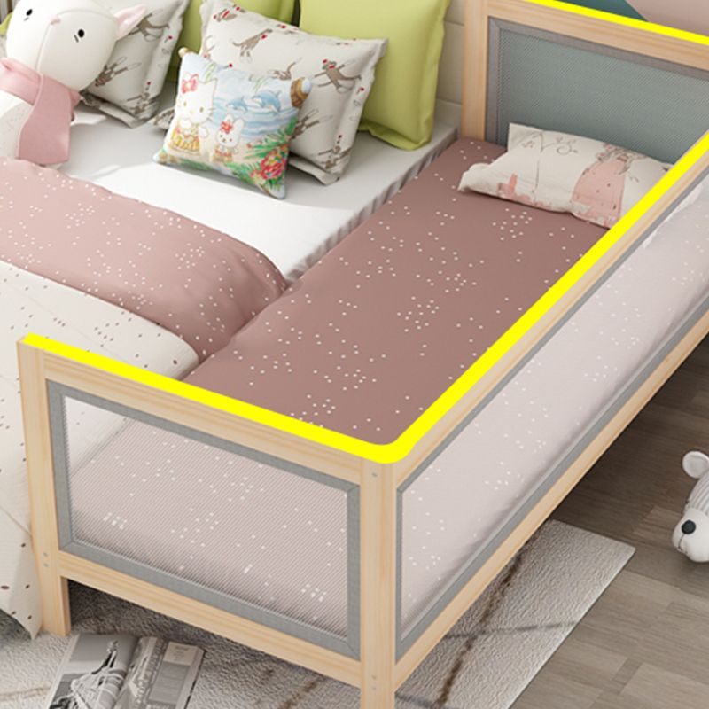 Scandinavian Standard Bed Natural Solid Wood Panel Bed with Guardrail