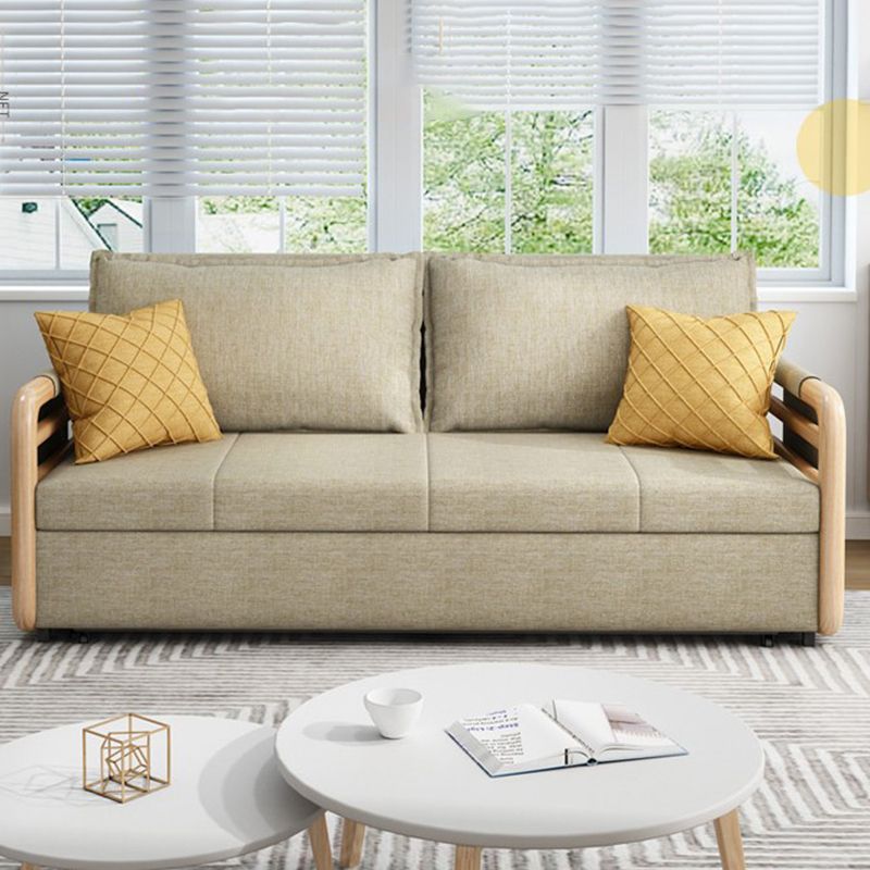 Linen Contemporary Square Arm Sofa Bed Foldable Convertible Sofa for Apartment