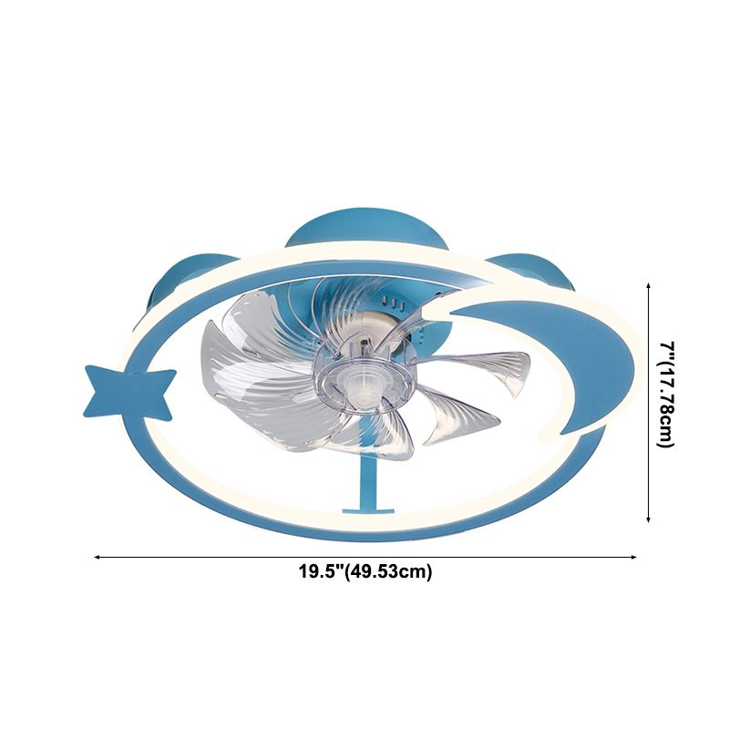Lampada a ventola a soffitto circolare Cartoon, Lampada a monte a filo della camera da letto per bambini