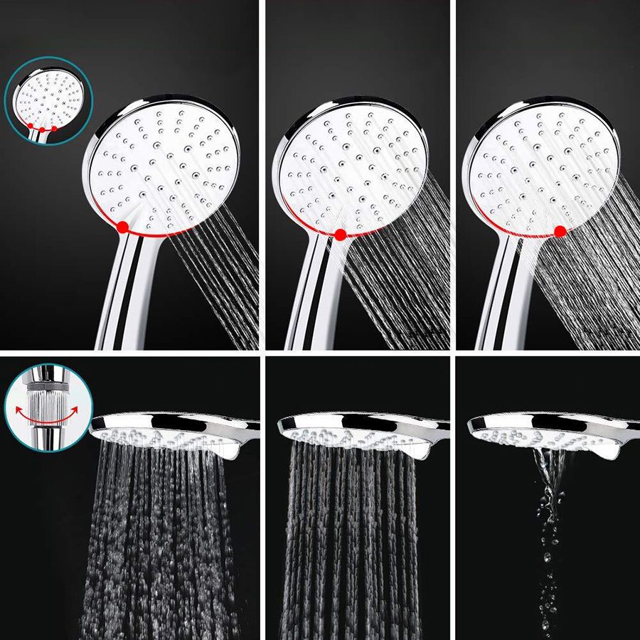 Modern Dual Shower Head Square High Arch Shower Head in Silver