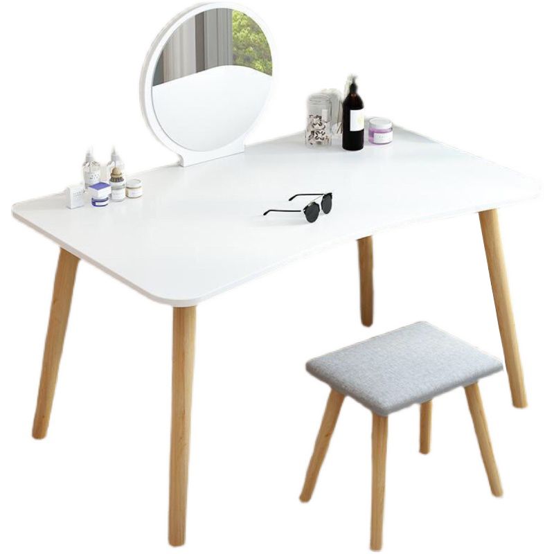 28.7" Height Wooden Makeup Vanity Desk Vanity in White /blue / Natural