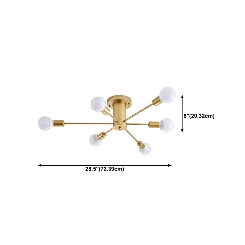 Modern Flush Mount Ceiling Light Golden Metal Lighting for Home