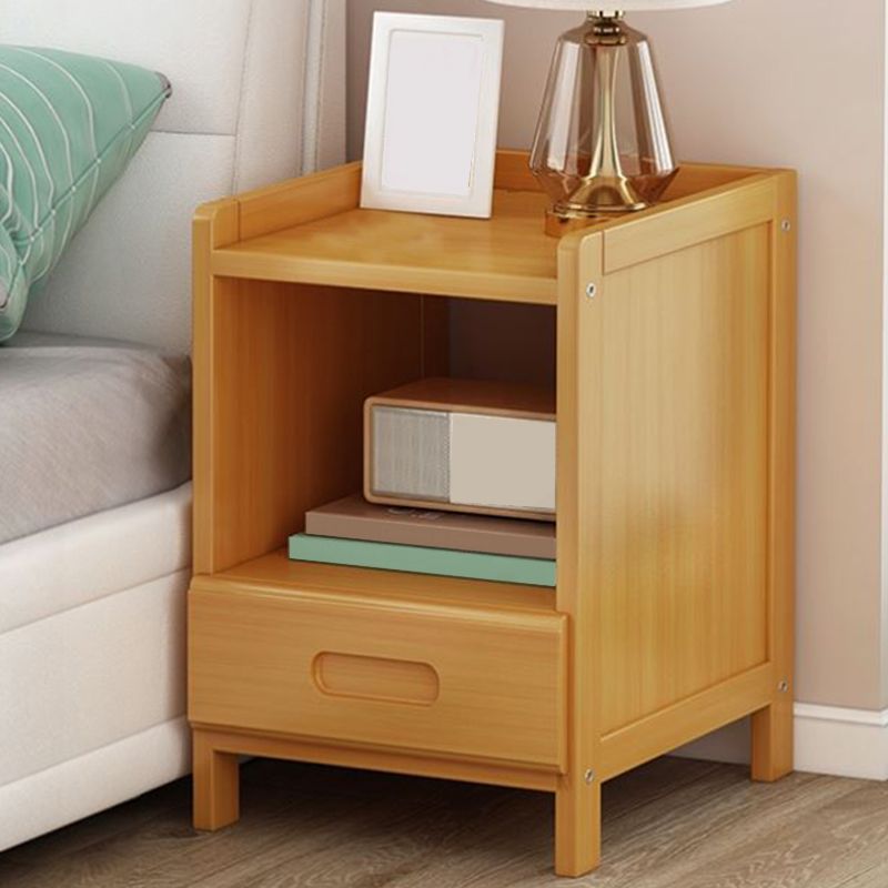 Solid Wood Bed Nightstand Drawer Storage Modern 16 Inch H Night Table with Legs