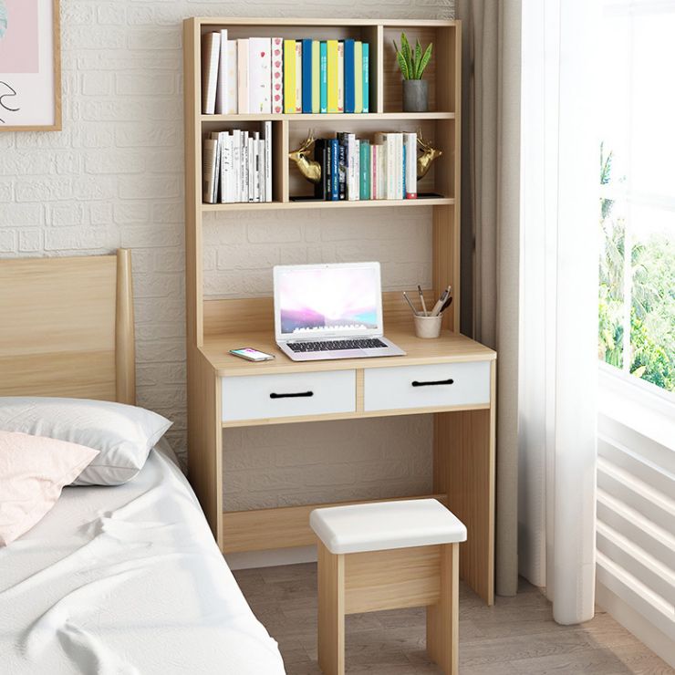 Contemporary Writing Desk with Drawer and Storage Shelves for Home