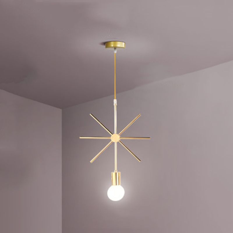 Loft Style Geometric Suspension Pendant 1-Bulb Metal Hanging Light in Gold for Dining Room