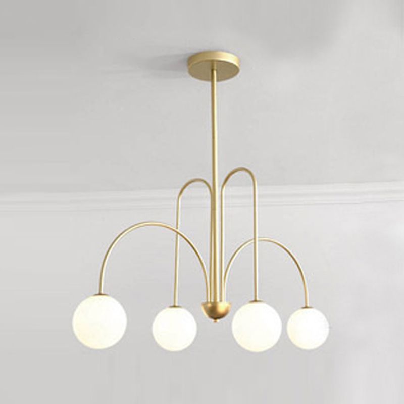 Modern Simple Chandelier Multi Lights Hanging Pendant Light Fixture with Glass Shade