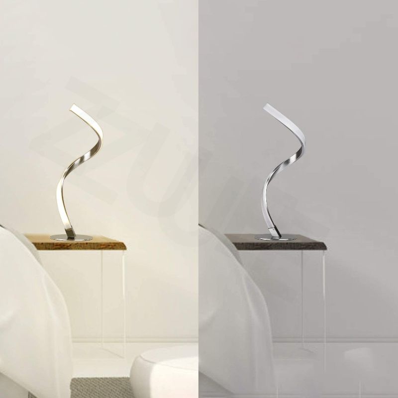 Metal Twisted Table Lamp, Long Bar Shade Linear Table Light for Bedroom