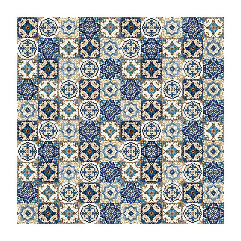 Bohemia Mandala Print Wallpaper Panels Blue Easy Peel off Wall Art for Living Room