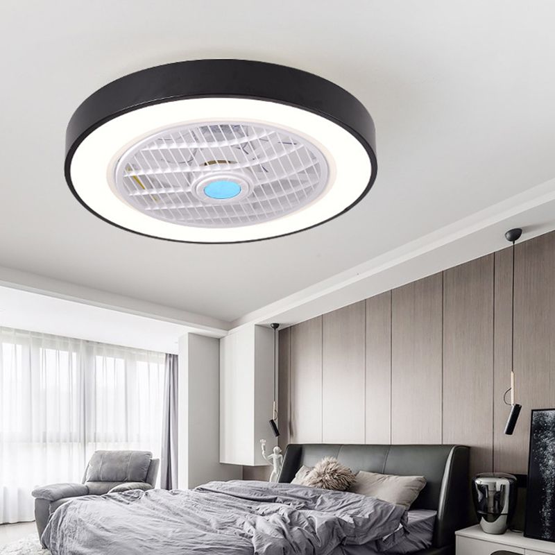 Ventilateur de plafond concis moderne léger léger en fer à la laquée des ventilateurs de plafond macaron avec une teinte acrylique