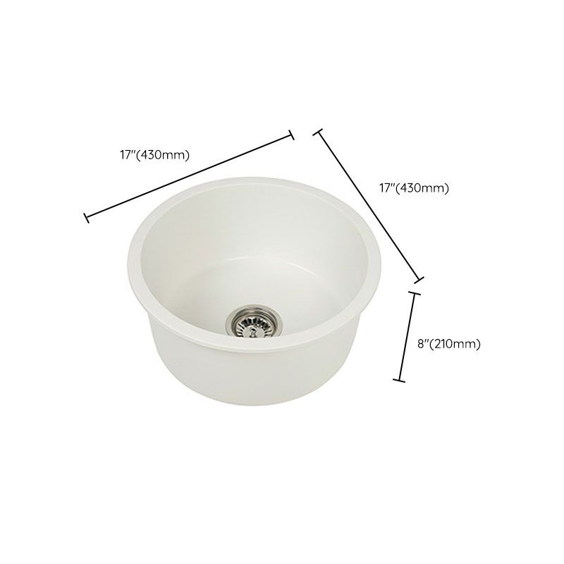 Modern Round Quartz Sink Solid Color Kitchen Sink with Faucet