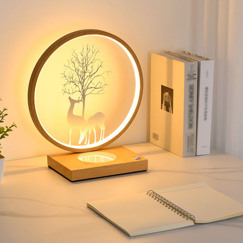 Circular LED Desk Lamp Contemporary Metal Single Light Table Lamp