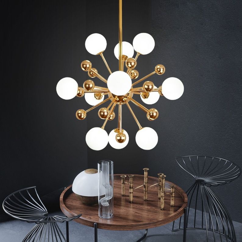 Living Room Hanging Chandelier Metal Contemporary Pendant Light in Gold