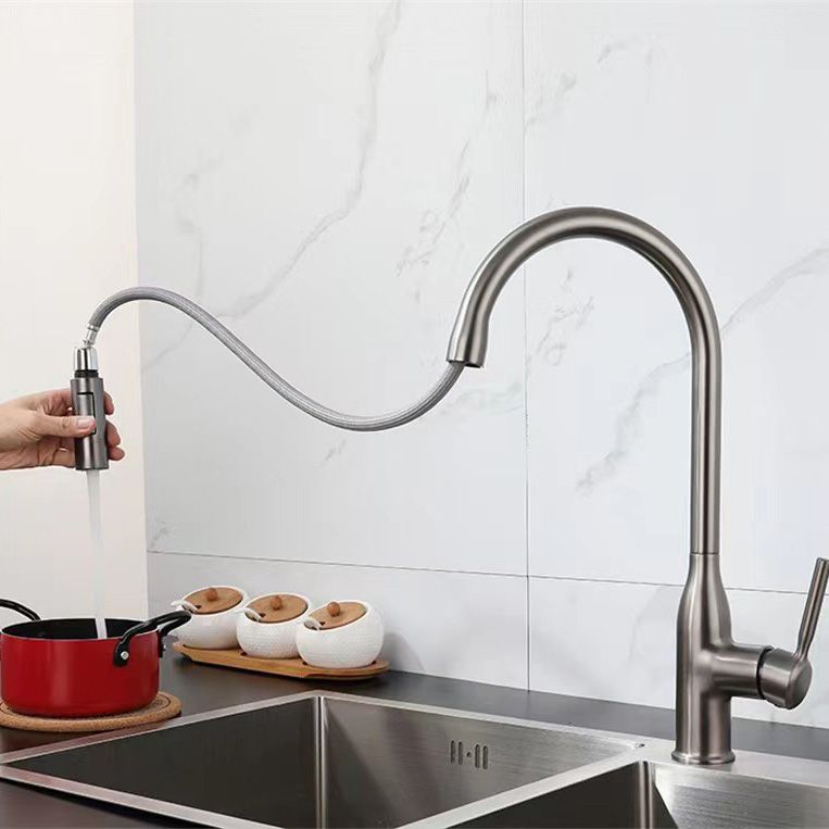 Modern Copper Kitchen Sink Faucet Single Handle High Arc Kitchen Faucet