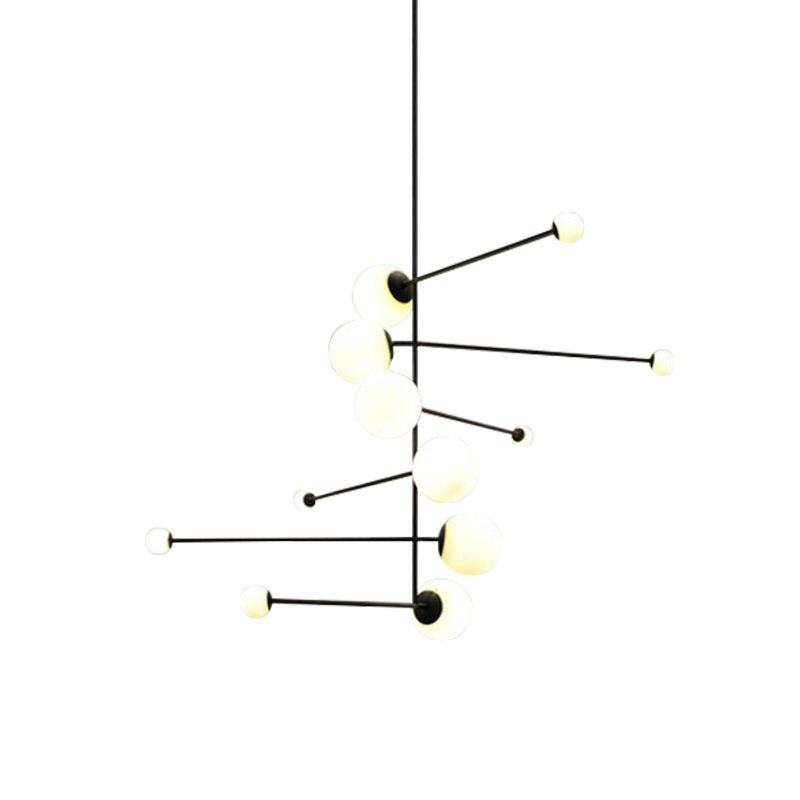 Spiral Linear Iron Chandelier Lighting Modernisme 12 lumières Black Sanging Pendentif pour restaurant