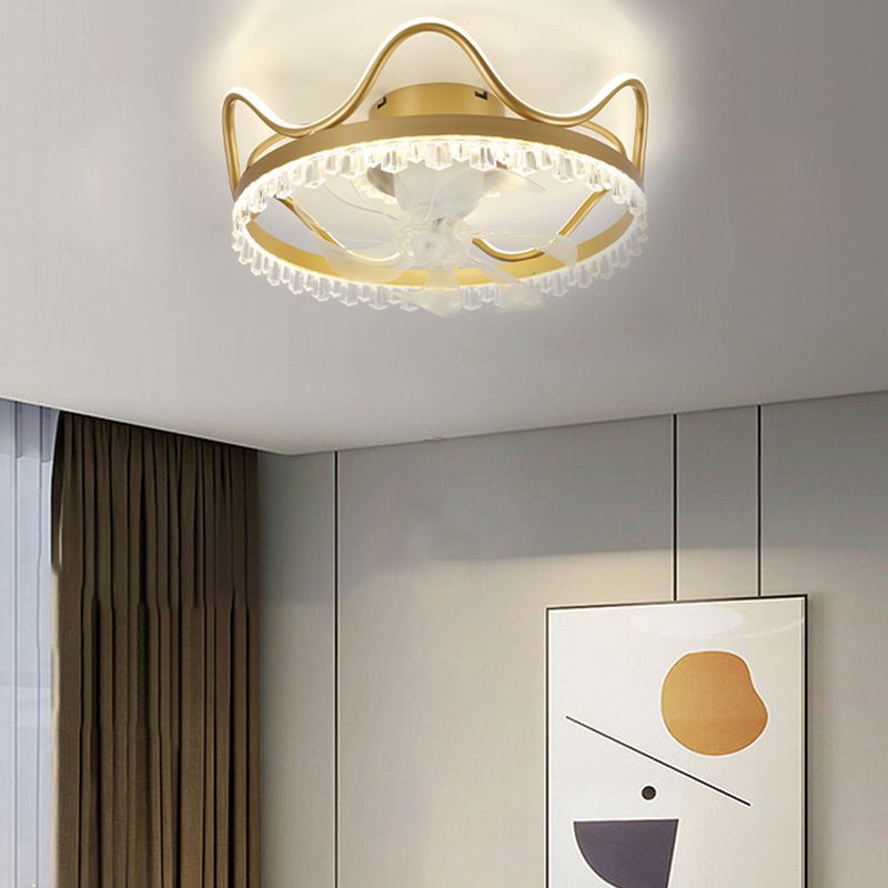 7-Blade Ceiling Fan Modernism LED Golden Fan with Light for Home