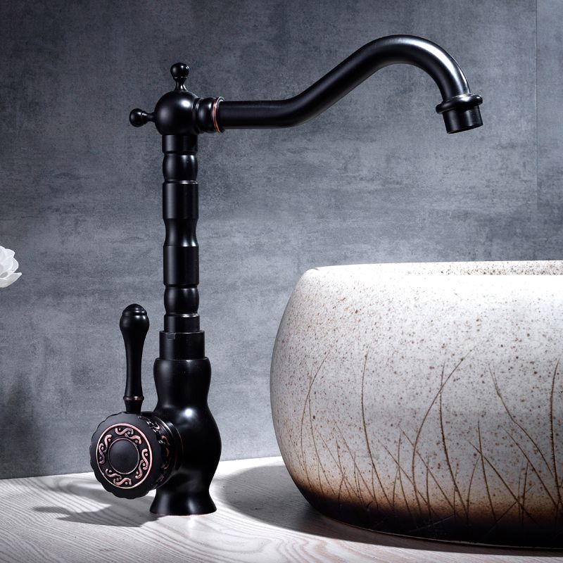 Glam Style Vessel Sink Faucet Swivel Spout Lever Handle Vessel Faucet