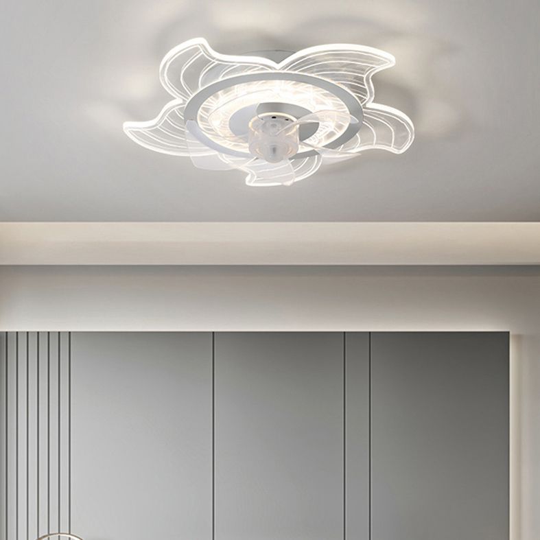 Éclairage de ventilateur de plafond ultrathin blanc simplicité LED acrylique semi-fluste Mount Lumière pour chambre à coucher