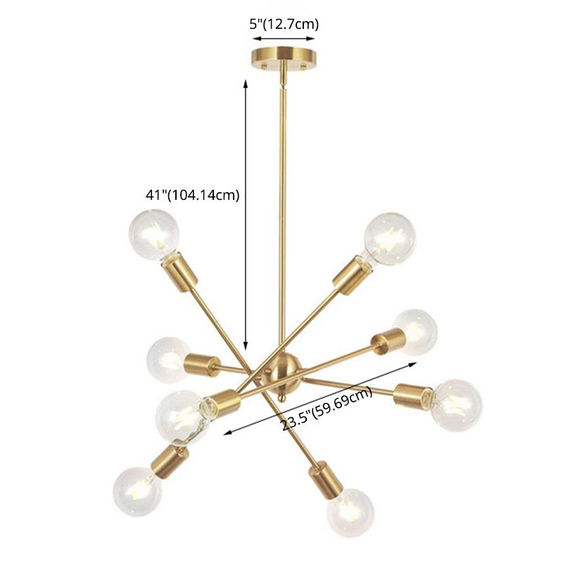 Batons Molecular Chandelier Lighting Industrial Exposed Bulb Hanging Pendant Light for Living Room