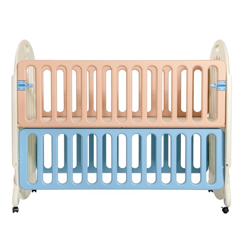 Modern Style Plastic Crib Home 4-In-1 Convertible Crib with Casters