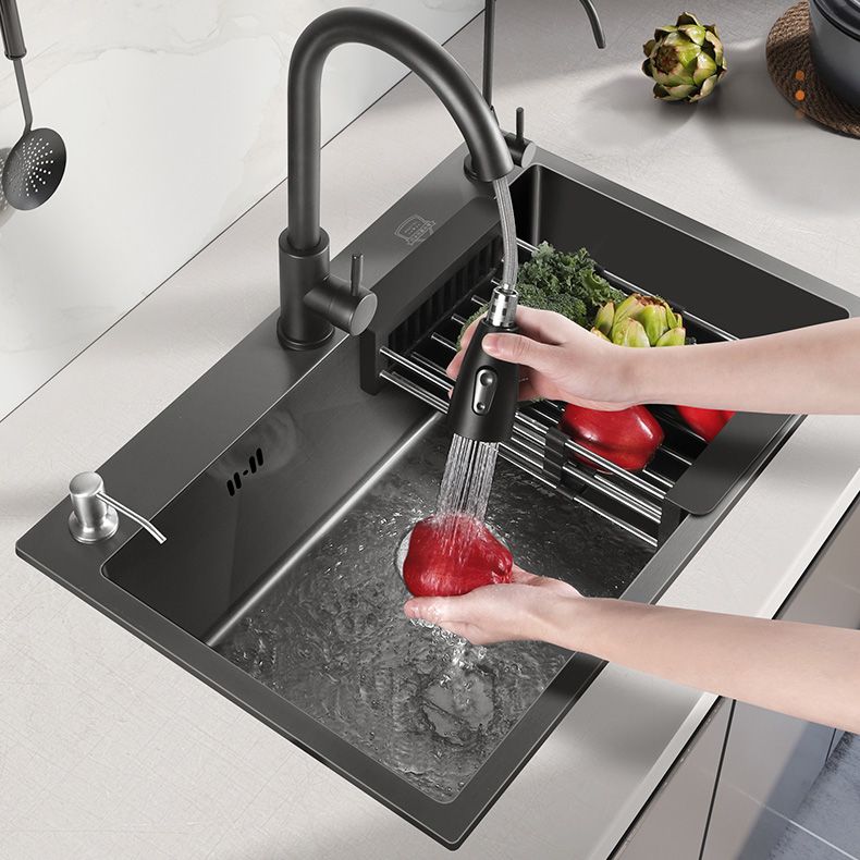 Modern Style Kitchen Sink Stainless Steel Overflow Hole Design Kitchen Sink