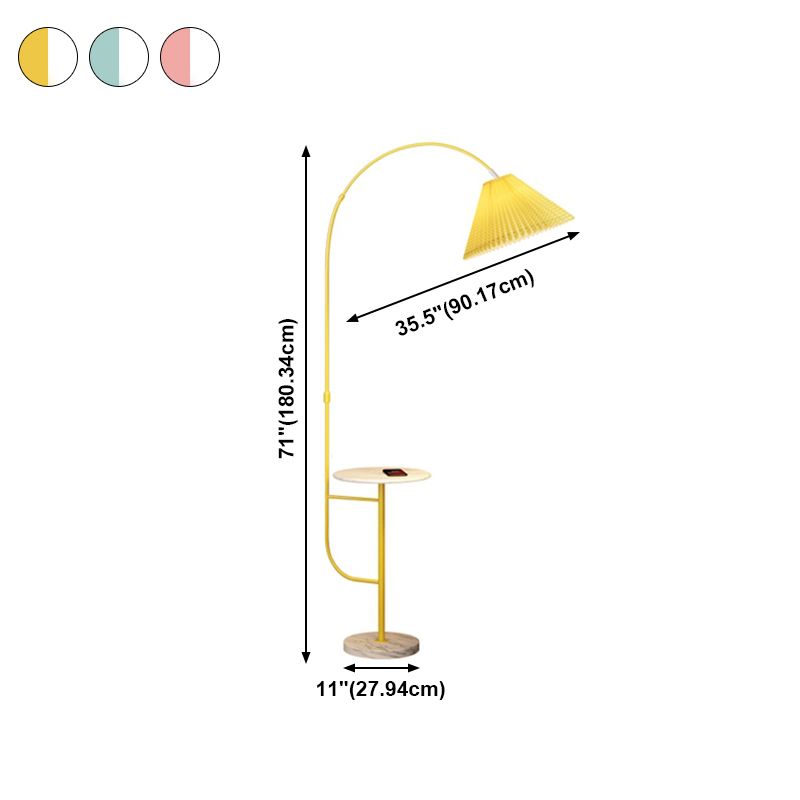 Modern Metal Floor Reading Lamp Conic 1-Light Floor Light with Desktop for Bedroom