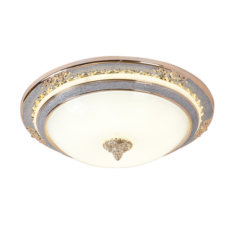 Cream Glass Apricot Ceiling Lamp Bowl-Shape Simplicity LED Flush Mount Lighting Fixture, 14"/16"/19.5" Dia