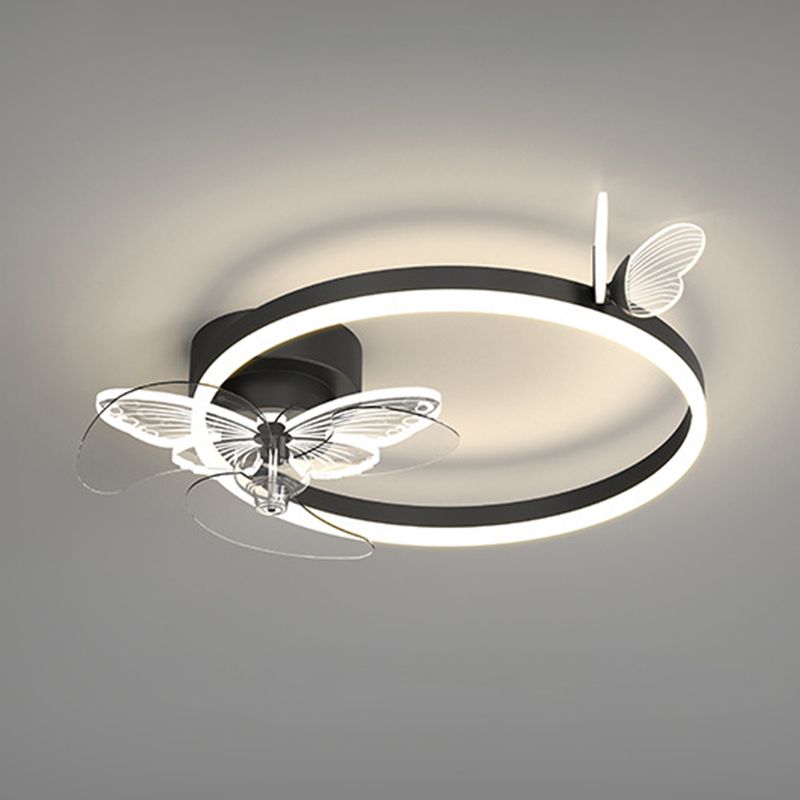 Contemporary LED Circle Fan Ceiling in Black / Gold Finish Metal Fan Lighting